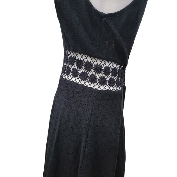 Free People Womens Daisy Lace Embroidered Cutout Mini Skater Dress Size 4 Black - Picture 8 of 15